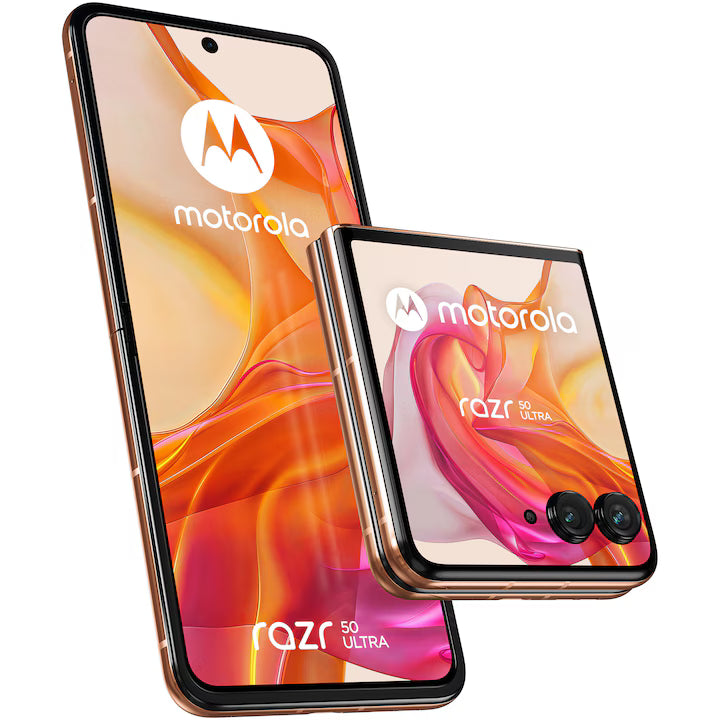 Telefon mobil Motorola Razr 50 ultra, Dual SIM, 12GB RAM, 512GB, 5G, Peach Fuzz