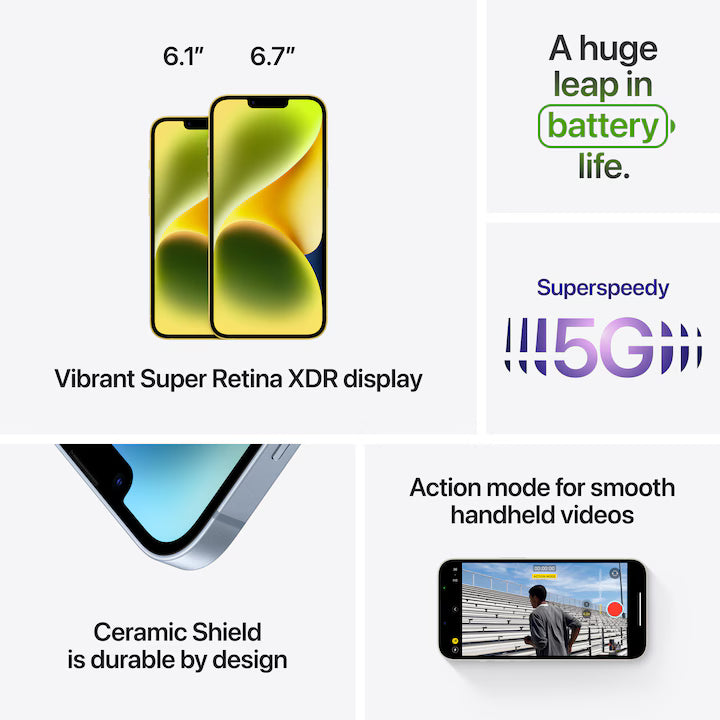 Telefon mobil Apple iPhone 14, 256GB, 5G, Yellow