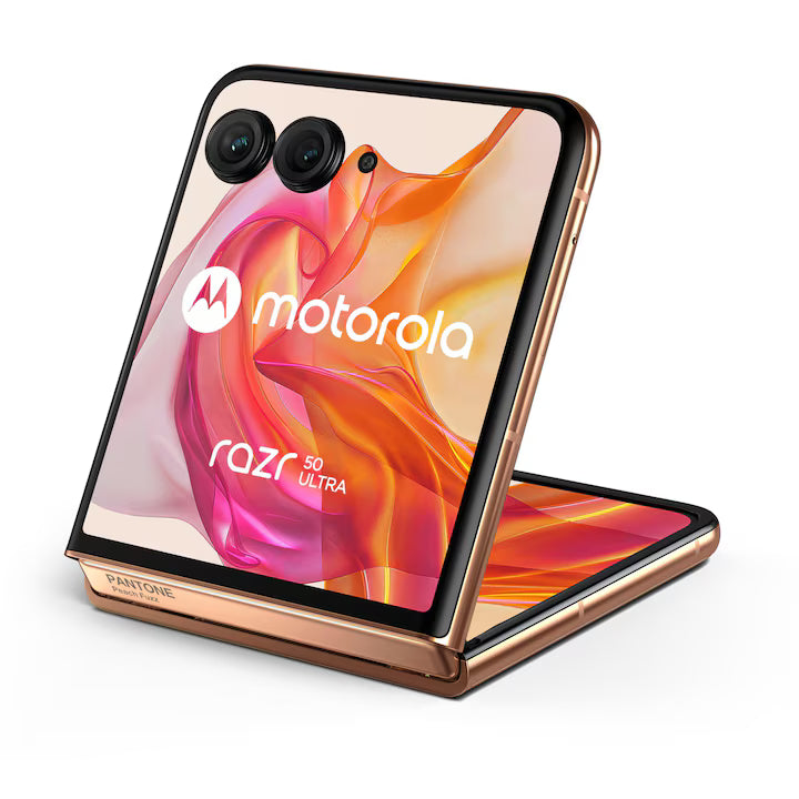 Telefon mobil Motorola Razr 50 ultra, Dual SIM, 12GB RAM, 512GB, 5G, Peach Fuzz